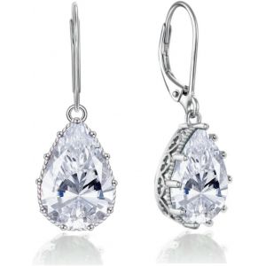 Cristal Zircon Pendantes Levier Style Boucles D'oreilles Larme Ovale Poire Gemme Tache De Naissance Saphir Rubis Émeraude Argent Bijoux Set Cadeau Pour Femme Maman Fille Petite Amie.[X2050] - Neuf
