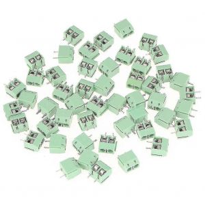 50pcs / set 2 broches 5mm pas vert pcb connecteur de bornier à vis universel - Neuf
