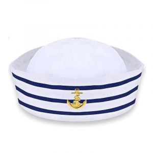 Chapeau De Marin, Chapeau De Capitaine De Yacht, Chapeau De Marin Bleu Et Blanc Pour Accessoire De Déguisement (Style Simple) - Neuf