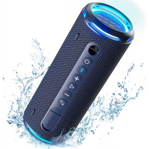 Bluetooth Speaker, 360 Degree Surround Sound, Portable Wireless Speaker With Led Light, Powerful Bass, Ipx7 Waterproof, 24 Hour Battery Life, App Control For Party - Neuf