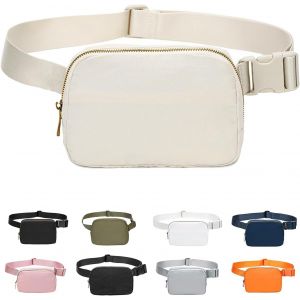 RFCBC-Sac Banane pour Femme et Homme, Sac Banane Tendance Sace Bandoulière en Nylon Sace de Voyage avec Sangle Réglable pour Sports de Plein Air Voyage en Course à Pied (Beige) - Neuf