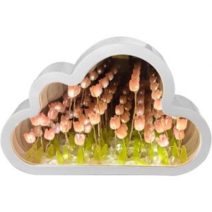 Bnhgc-Wolke Lampe De Chevet En Forme De Tulipe À Faire Soi-Même - Lampe De Table 2 En 1 - Lampe De Table Et Miroir - Veilleuse Led Pour Filles, Couples, Enfants, Décoration De La Maison (Rose) - Neuf