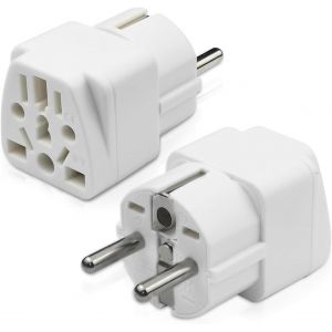 2 Pcs Adaptateur Prise Universelle, Adaptateur Prise USA ou UK vers France, Adaptateur Prise Suisse vers France, Adaptateur de Prise Europ&eacute;enne(Blanc) - Neuf