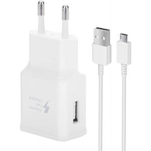Ayu-Usb Chargeur Pour Samsung Chargeur Rapide Avec Câble De Charge Rapide Micro Usb 1.5m Compatible Avec Samsung Galaxy S7 S7 Edge S6 S5 S4 S3 S2 Note 5/4 Xcover 4 3 2 J3 J4+ A5 A7 J5 J7 Tab (Blanc) - Neuf