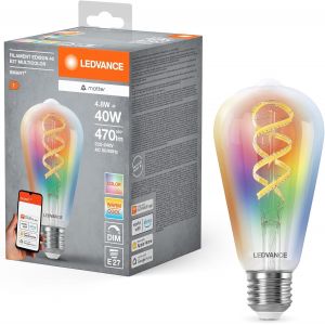 Smart+ Matt Led Lampe,Compatible Avec Google,Alexa,Apple,Glass Blanc,4,8w,470lm,E27,Couleur Lumière Et Lumière Blanche,Avec Vocal Control,Jusqu'à 15 000 Hrs,1-Pack.[J35] - Neuf