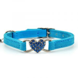 2pieces Coeur Bleu Et De Charme De Cristal Collier Avec De L'eau Diamant D'amour Fournitures Pour Animaux De Compagnie - Neuf