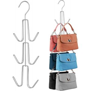 Lot de 2 cintres pour sac à main, porte-sac à main (argent, pas de sacs) - Neuf