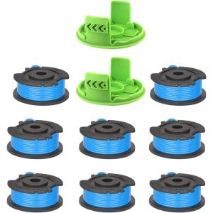 Greenworks G24LT Bobine de fil de débroussailleuse 4,9 m de long 1,65 mm de diamètre pour débroussailleuse Greenworks 24 V G24LTK2 G24LT30M G24LT30MK2 (8 bobines + 2 capuchons) - Neuf