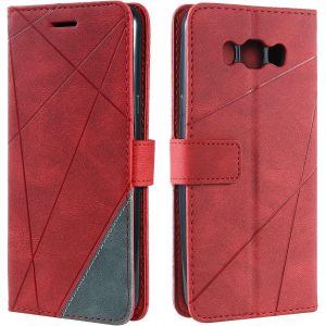 Kal-Coque Pour Galaxy J7 2016, Etui En Cuir Pu Portefeuille Housse Fermeture Magnétique Und Flip Pour Galaxy J7 2016, Avec Fermeture Magnétique, Rouge - Neuf