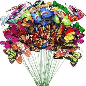 LETNERNY-Lot De 50 Papillons Décoratifs Colorés Pour Jardin, 9 Cm - Neuf