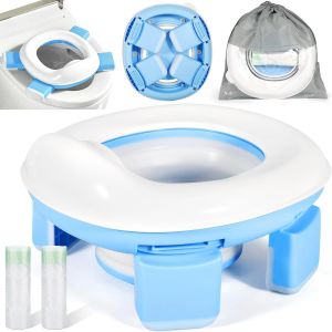 Chenquansarl-Pot De Voyage Enfant Pliable, Pot Bebe Enfants 3-In-1 Si&egrave;ge Toilette Pliable Avec Sacs, Pliante Toilettes Pour Enfants, Reducteur Toilette Enfant &Agrave; Emporter Partout Pot Portable Enfant V - Neuf