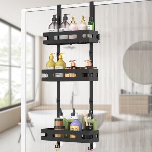 &Eacute;tag&egrave;re Douche &agrave; Suspendre avec Six Crochets, &Eacute;tag&egrave;re Ddouche sans Per&ccedil;age, Porte Shampoing Douche, &Eacute;tag&egrave;re Rangement Hauteur 78cm Convient aux Bouteilles d'&Eacute;pices de Cuisine - Neuf