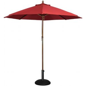 Parasol Rond De 3 Mètres De Diamètre,Rouge,Bois Et Polyester,Taille : 2,52 (H) X 3 (Dia) M,Café Bar Bistro Usage Jardin,Salle À Manger En Plein Air,Base Vendue Séparément (Cd2138),Gl305 - Neuf