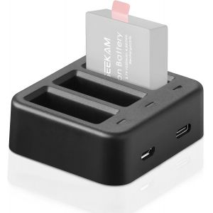 Chargeurs de Batterie Caméra Sport,3 canaux Chargeurs Compatible pour AKASO EK7000/Campark/Crosstour/APEMAN/EKEN/COOAU/Apexcam/SJ4000/PG1050/PG900/S009R - Neuf