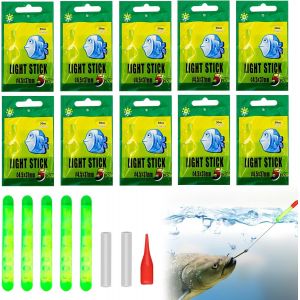 50pcs Night Fishing Light,Glow Sticks Fishing Rod,4.5 X 37mm Glow Stick Night Fishing,Bobber Lights Green Fishing Fluorescent Light - Neuf