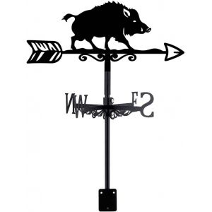 MEVRONISSHOP-Girouette de Jardin Exterieur en Fer en Forme de Sanglier Girouettes en M&eacute;tal en Forme de Cochon Girouette Noire en Forme d'animal Girouette Art de Jardin Girouette de Toit - Neuf