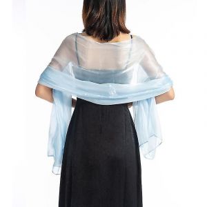 Châles Robes Soirée Party Wrap Mariage Satin Pure Couleur Cape Bleu Clair - Neuf
