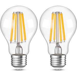 Ampoules Led Edison E27, A60/A19 4w 806lm Ampoules Style Rétro Globe Filament Blanc Chaud 2700k Ampoule Décorative, Équivalent 40w, Non-Variable, 2-Pack[Amp748171] - Neuf