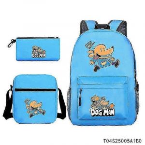 Sac a dos d'ecole isotherme pour enfants avec motif chien et homme Dav Pilkey en 3D, sac a dejeuner, trousse a crayons, cadeaux - Neuf