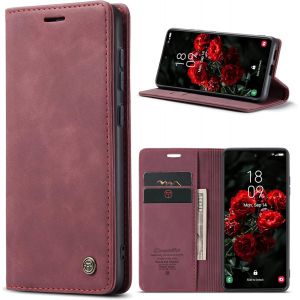 Case For Samsung Galaxy S24 5g Premium Leather Protective Pouch Wallet Flip Case Magnetic Case Cover For Samsung Galaxy S24, Wine Red - Neuf