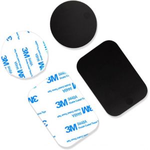 Lot De 4 Plaque Métallique Autocollante Pour Aimant Téléphone Voiture Plaques Métal Adhésives Pour Support Téléphone Magnétique, 2 Rondes Et 2 Rectangles - Neuf