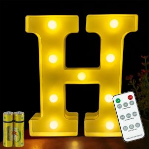 ERYI-® Lettres Lumineuses Lampe À Lettre Alphabet Lumineux Lampe Led Lettres Télécommande Lumières Lettre Decoration Opérateur À Piles Pour Fête Mariage Noël Maison Bar Décoration (H) - Neuf
