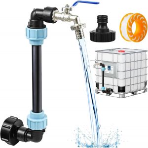 Robinet Col de Cygne en Laiton pour IBC Robinet Col de Cygne IBC Adaptateur pour Cuve IBC Raccord S60x6 kit de Raccords à Filet Grossier 3/4"" Adapté aux Cuves de 1000 litres - Neuf