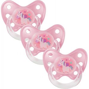 Set De 3 Tétines Orthodontiques En Silicone-Taille 3,Dès 14 Mois-La Sucette Pour Bébé Évite Le Désalignement Des Dents-Fabriqué En Allemagne-Sans Bpa-Licorne,Rose - Neuf