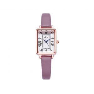 Montre &Agrave; Quartz &Eacute;tanche &Agrave; &Eacute;chelle Romaine Pour Femme Avec Bracelet En Cuir Et Cadran Rectangulaire - Neuf