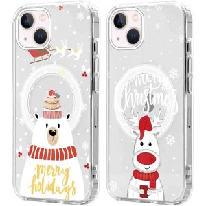 SJZG-2 Pi&egrave;ces No&euml;l Coque Magn&eacute;tique Pour Iphone 13 Mini 5,4'', Etui En Motif Dessin Cadeau De No&euml;l Compatible Avec Magsafe, Housse Christmas Silicone Tpu Bumper Cover Pour Iphone 13 Mini, No&euml;l 04 - Neuf