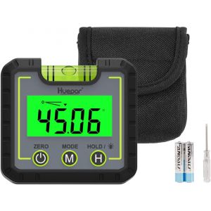 Ulteronixshop-Inclinometre, HUEPAR Inclinom&egrave;tre Num&eacute;rique Magnetique 0 * 360 &deg; Niveau Num&eacute;rique &Eacute;lectronique Arr&ecirc;t Automatique, LCD et R&eacute;tro&eacute;clairage, avec &agrave; bulle Pour Menuiserie, B&acirc;timent, Automobi - Neuf