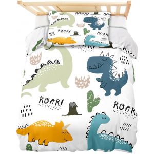 Ulteronixshop-Parure De Lit Enfant 100x135 Parure De Lit B&eacute;b&eacute; Compl&egrave;te Pour Lit B&eacute;b&eacute;, Parure De Lit Dinosaure, Avec Et Fermeture &Eacute;clair Int&eacute;gr&eacute;e, Taie D'oreiller 60x40cm Literie En Microfibre - Neuf