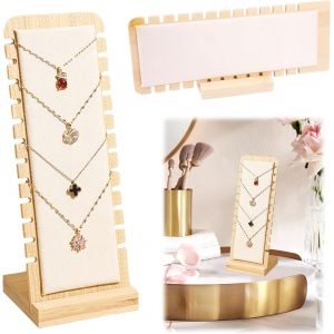 Kyaoayo-Présentoir À Collier Chevalet En Bois, Porte Bijoux Porte Collier Avec 12 Emplacements, Presentoir Bijoux, Bijoux Organisateur Avec Cuir Support À Bijoux, Pour Bracelet Collier Pendentif - Neuf