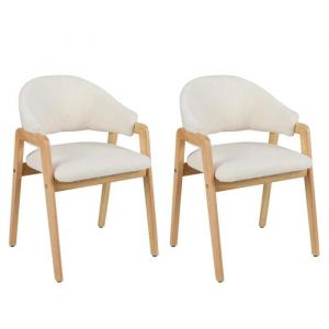 Costway Lot De 2 Chaises De Salle À Manger Moderne - Siège Rembourré Et Dossier Courbé Ergonomique 57 X 54 X 82 Cm Blanc - Neuf