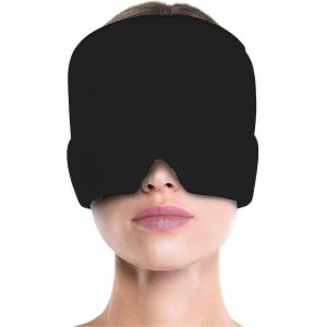 Bonnet Anti-Migraine Avec Gel Glac&eacute; Int&eacute;gr&eacute;, Bonnet De Th&eacute;rapie Par Le Froid, Masque Oculaire Extensible Et Confortable Avec Poche De Glace, Noir - Neuf