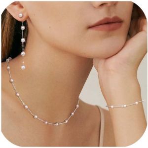 Kalanka-Collier Perles Femme Boucles D'oreilles Perles Bracelet Ensemble Bijoux Ensemble Bijoux Perles Plaqué Or 14k Collier Réglable Bracelet Perles Ensembles Bijoux Mariage Femme - Neuf