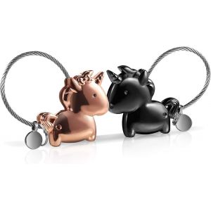1 Paire Porte-Cl&eacute;s,Porte-Cl&eacute;s Amovible Licorne Cha&icirc;ne Pendentif Porte-Cl&eacute;s Pour Les Amoureux Couples Saint-Valentin Cadeau Shiny Z - Neuf