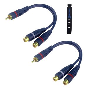 Câble Répartiteur RCA Audio Adaptateur Câble Y Cinch, 15cm RCA vers JACK 1 Mâle à 2 Femelle pour Caisson Basses, Phono, AV, Audio, Subwoofer Voiture(2Pack, Bleu) - Neuf