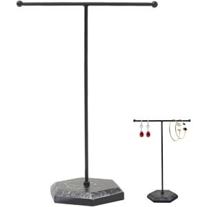 Nbgcm-Présentoir À Bijoux, Présentoir À Bijoux En Métal, Étagère De Rangement Pour Bijoux En Forme De T, Convient Pour Colliers, Boucles D'oreilles, Bracelets, Bagues, Montres, Etc(Noir) - Neuf
