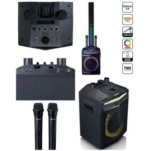 Enceinte SONO PORTABLE PRO Bluetooth 240W avec subwoofer-FM-Colonne d'enceinte d'aigus amovible LED RGB-Double micros sans fil - Neuf