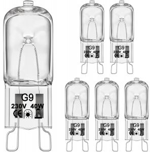 Kalanka-Ampoule Halog&egrave;ne G9 40w Dimmable 230v, Blanc Chaud 2800k 520lm, Bi-Pin Base, Tol&eacute;rance 300&deg;C, Intensit&eacute; Variable, Pour Four, Lustres, &Eacute;clairage D'armoire - Lot De 6 - Neuf