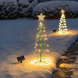 Solaire Ext&eacute;rieure, D&eacute;coration de No&euml;l, Spirale en M&eacute;tal Solaire Arbre de No&euml;l avec des LED, le No&euml;l de la Cha&icirc;ne de Lumi&egrave;res avec 3 Modes de Jardin, Cour, Balcon, Passerelle, Dr - Neuf
