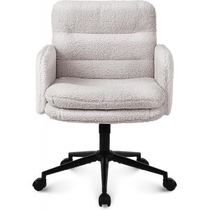 Jexnovashop-Chaise Bureau, Fauteuil De Bureau En Fausse Fourrure &Agrave; Hauteur R&eacute;glable, Chaise Coiffeuse Confortable En Cachemire, Ergonomique Pour La Maison Et La Chambre, Cr&egrave;me - Neuf