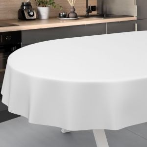 Kalanka-Nappe En Toile Cir&eacute;e, Lavable, Pour Table De Jardin, Ext&eacute;rieur, Int&eacute;rieur, Ovale, Bord Coup&eacute;, Blanche, 160 X 140 Cm - Neuf