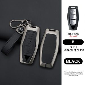 Étui pour clé de voiture en alliage de Zinc et cuir,coque Fob pour Mitsubishi Outlander 2022 2023 2024 2025,accessoires d'intérieur de voiture de contrôle - Type Rope black 3 - Neuf