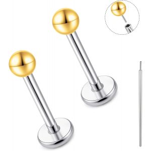 Tianyi-Boucles D'oreilles À Tige En Titane Sans Filetage À Dos Plat, 20 G, Pour Cartilage, Tragus, Labret, Lèvre, Méduse, Conque, Bijoux Hypoallergéniques Pour Homme Et Femme - Neuf