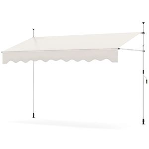 Store Banne R&eacute;tractable 300 X 120 X 210-300 Cm Protection Solaire R&eacute;glable Ambiance Cosy En Polyester Beige Helloshop26 20_0013640 - Neuf