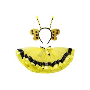 D&eacute;guisement Abeille Fille 6-8 Ans - Costume Jaune Avec Jupe Tutu En Tulle Et Serre-T&ecirc;te Antennes - Carnaval Halloween - Neuf