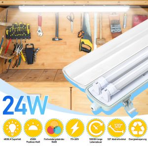 4x Lampe Led Pour Locaux Humides Lampe De Bureau Cave Lampe 150cm 2 X 24w Tube T8 Blanc Froid 6500k Ip65 - Neuf