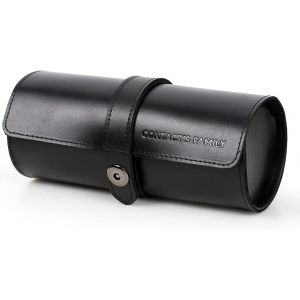 Kal-Étui De Montre-Bracelet Étui En Cuir 3 Pièces,Étui De Montre De Voyage En Cuir Véritable Portable,Protection De Montre Cylindrique(Noir) - Neuf